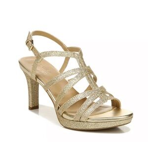 Naturalizer Baylor gold sparkle heels NEW 6.5 wide